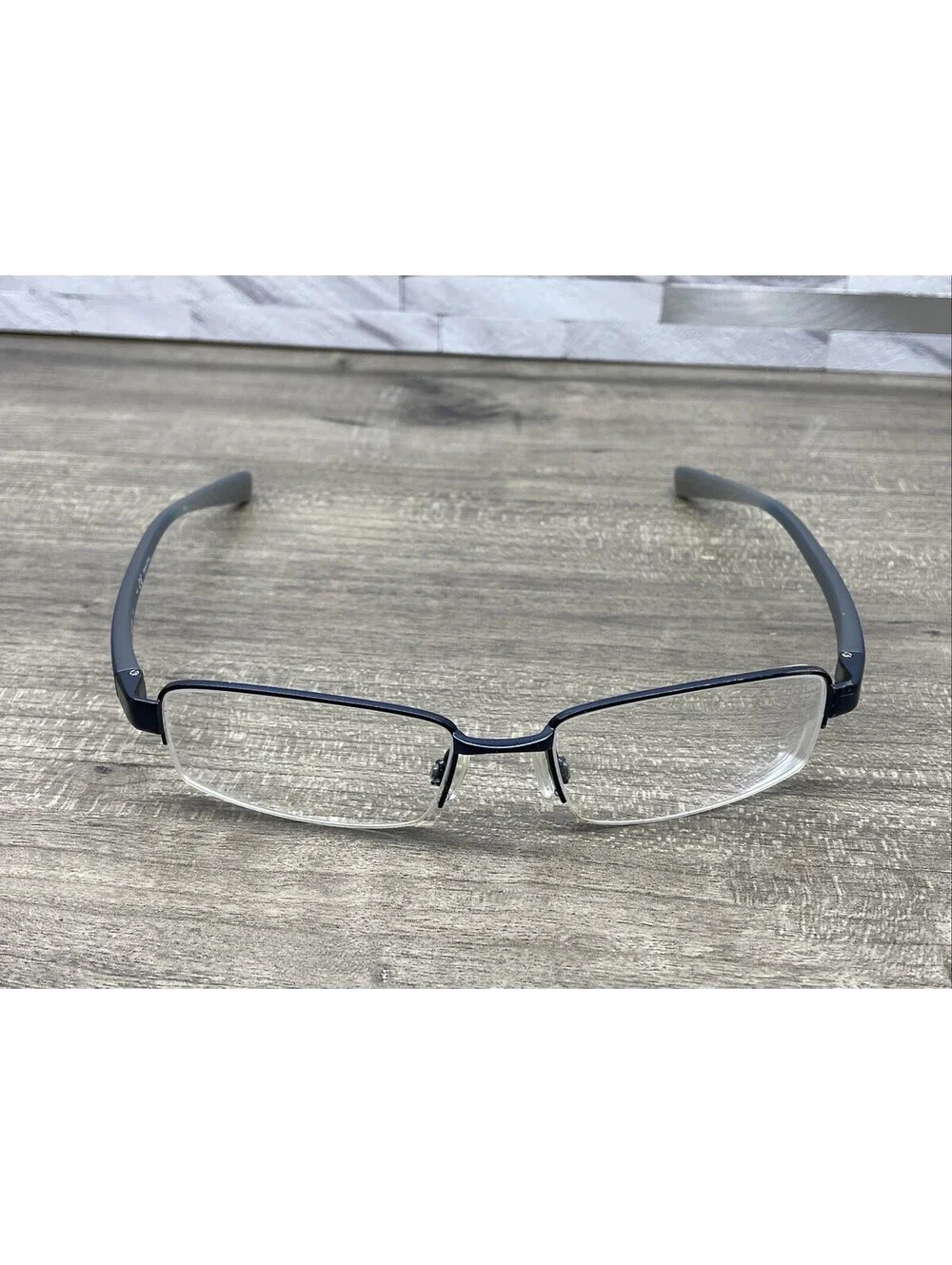 Nike Eyeglasses Frame 8090-412 Mens Navy Blue Metal Half Rim 53[]17-140 Frames